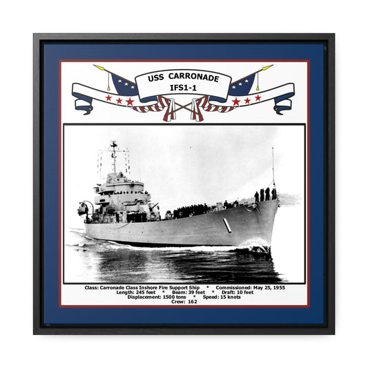 USS Carronade IFS1-1 Navy Floating Frame Photo Front View