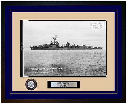 USS BAUSELL DD-845 Framed Navy Ship Photo Blue