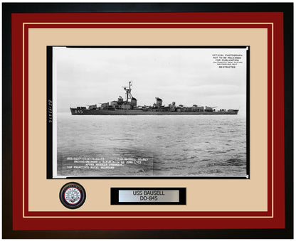 USS BAUSELL DD-845 Framed Navy Ship Photo Burgundy