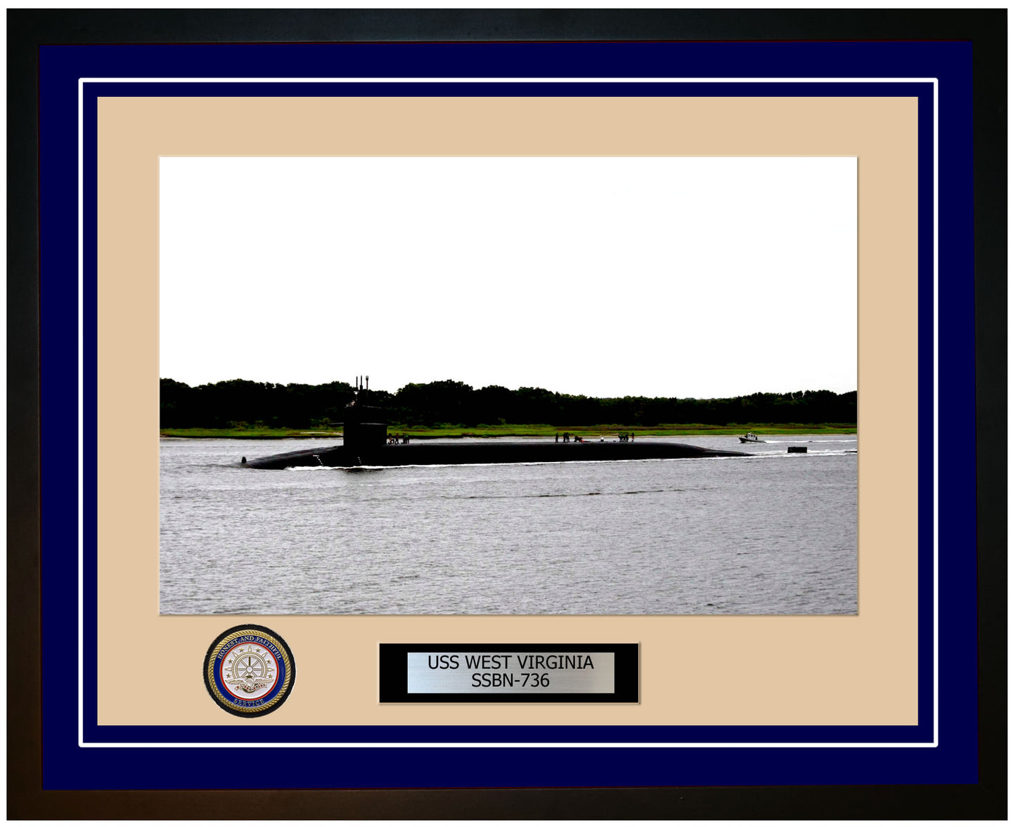 USS West Virginia SSBN-736 Framed Navy Ship Photo Blue