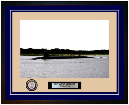 USS West Virginia SSBN-736 Framed Navy Ship Photo Blue