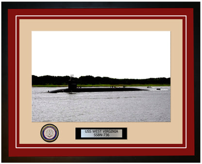 USS West Virginia SSBN-736 Framed Navy Ship Photo Burgundy