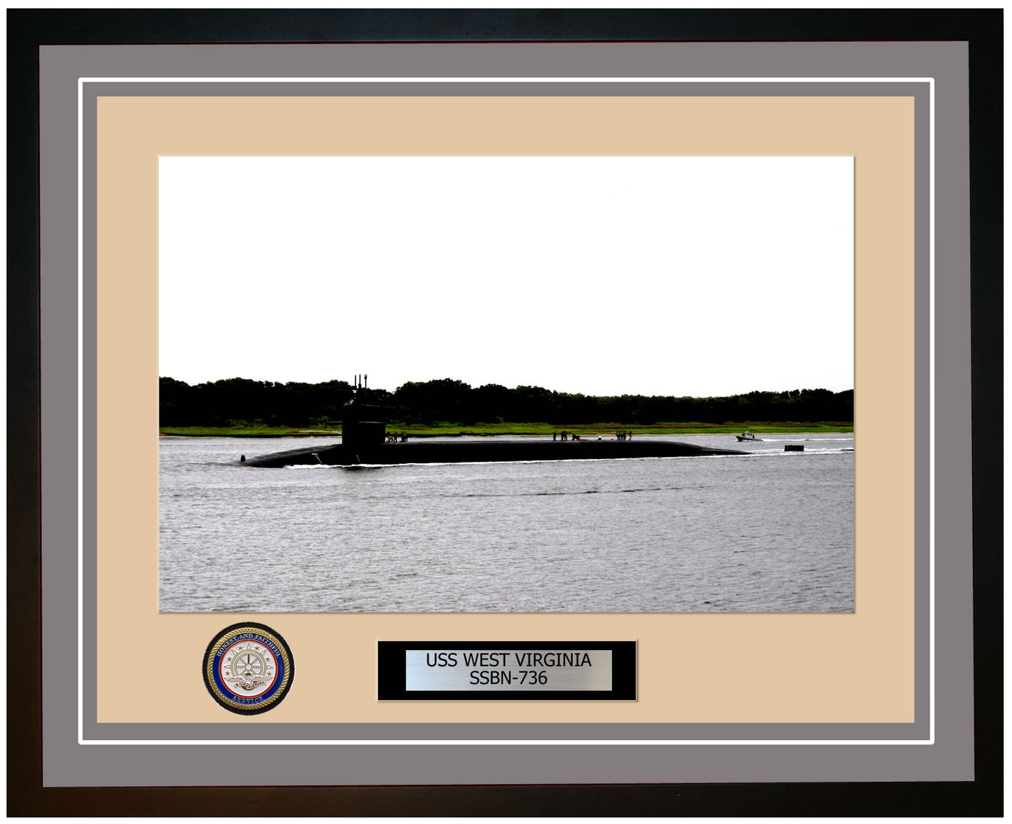 USS West Virginia SSBN-736 Framed Navy Ship Photo Grey