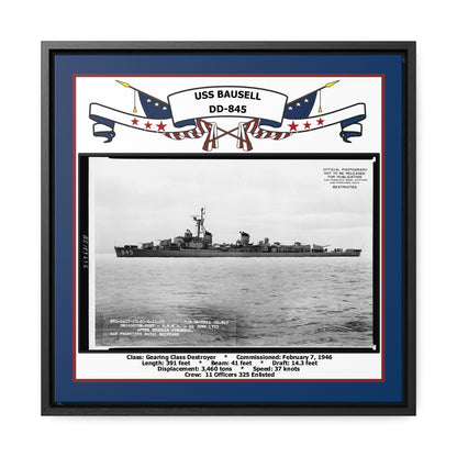 USS Bausell DD-845 Navy Floating Frame Photo Front View