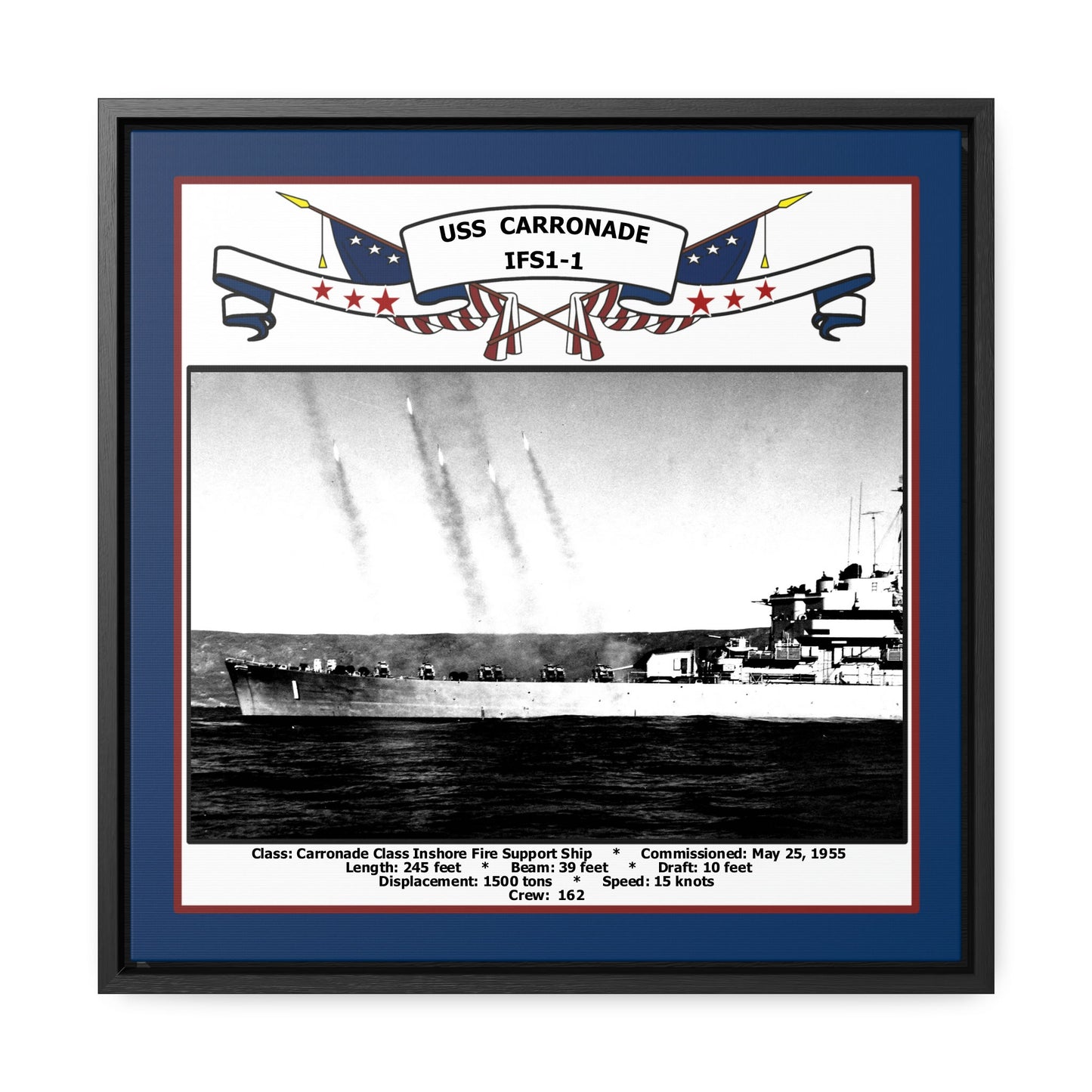 USS Carronade IFS1-1 Navy Floating Frame Photo Front View