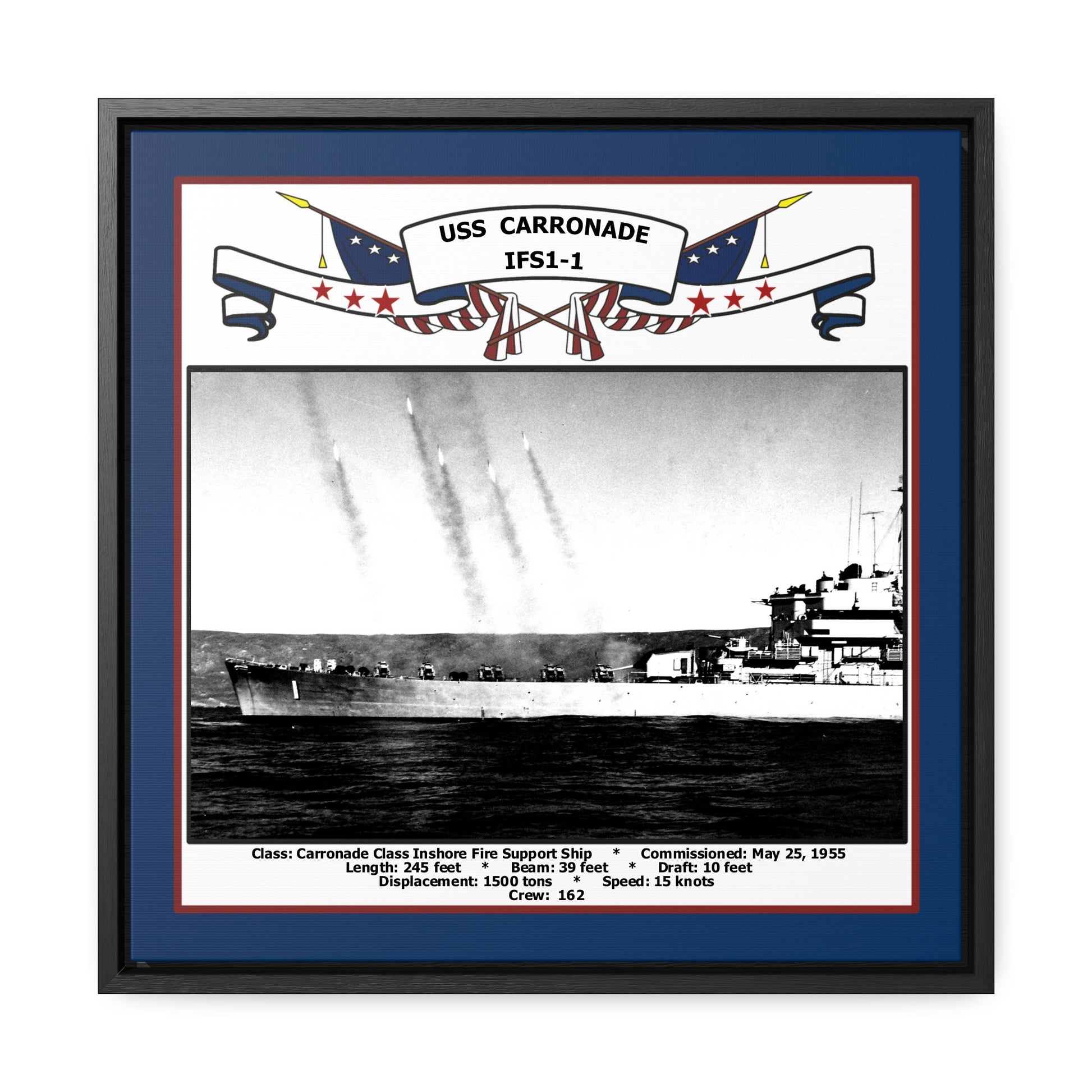 USS Carronade IFS1-1 Navy Floating Frame Photo Front View