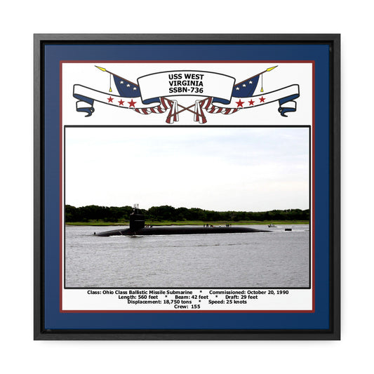 USS West Virginia SSBN-736 Navy Floating Frame Photo Front View