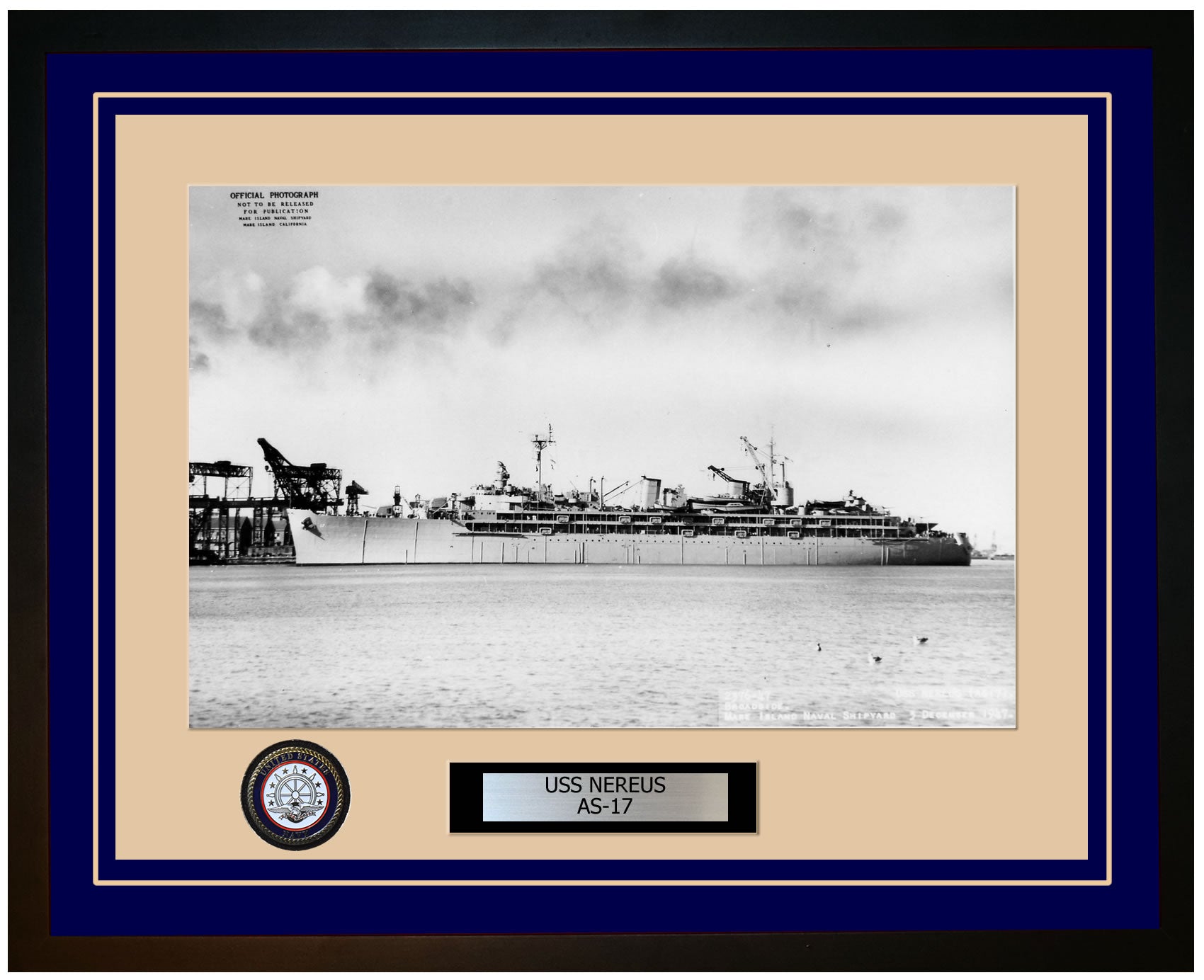 USS NEREUS AS-17 Framed Navy Ship Photo Blue