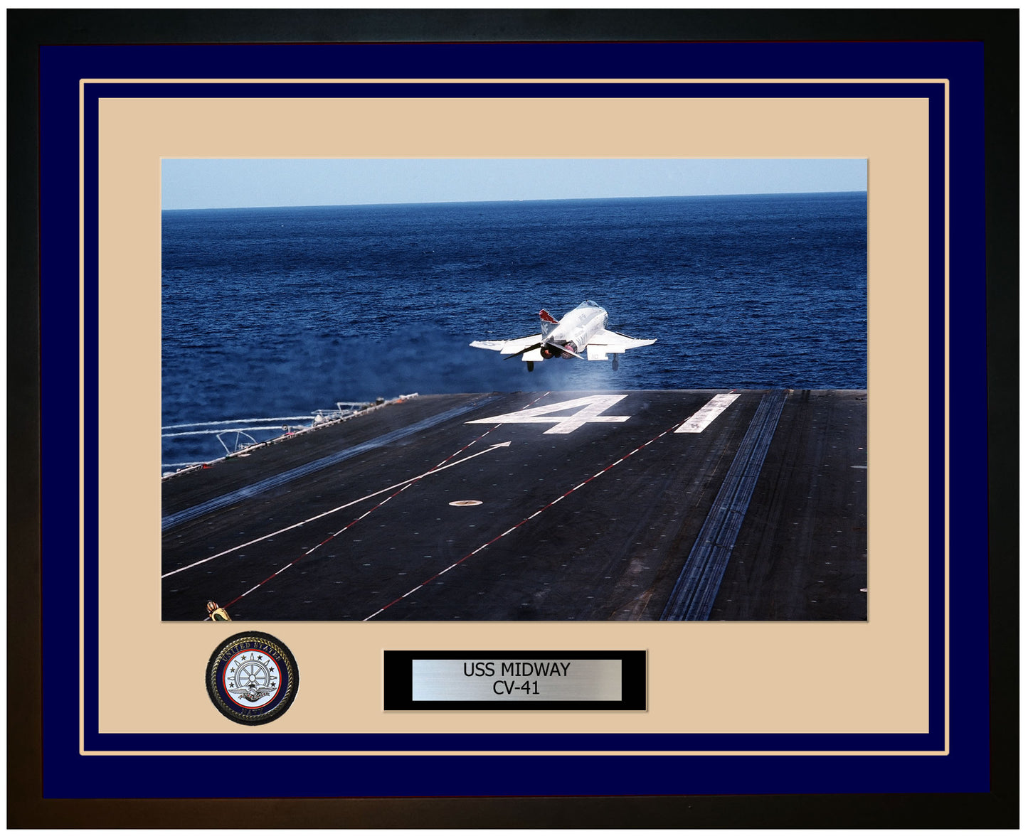 USS MIDWAY CV-41 Framed Navy Ship Photo Blue