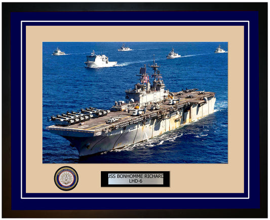 USS Bonhomme Richard LHD-6 Framed Navy Ship Photo Blue