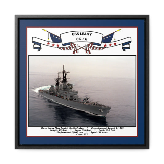 USS Leahy CG-16 Navy Floating Frame Photo Front View