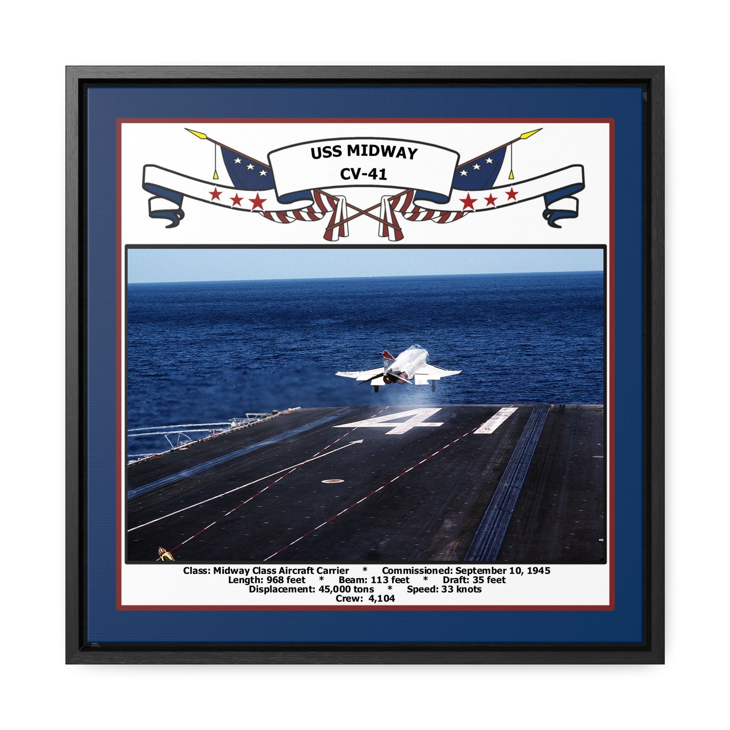 USS Midway CV-41 Navy Floating Frame Photo Front View