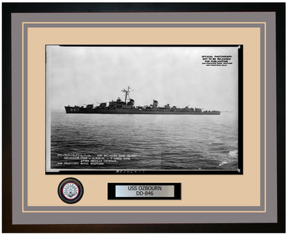 USS OZBOURN DD-846 Framed Navy Ship Photo Grey
