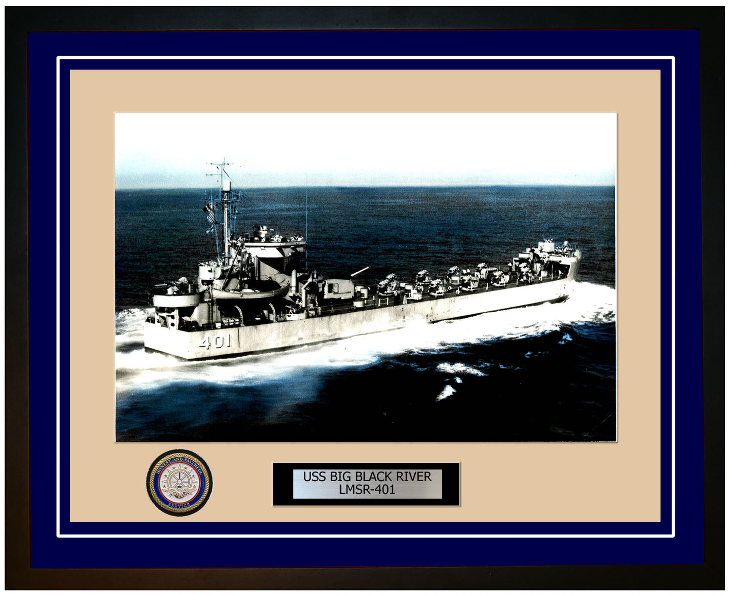 USS Big Black River LMSR-401 Framed Navy Ship Photo Blue