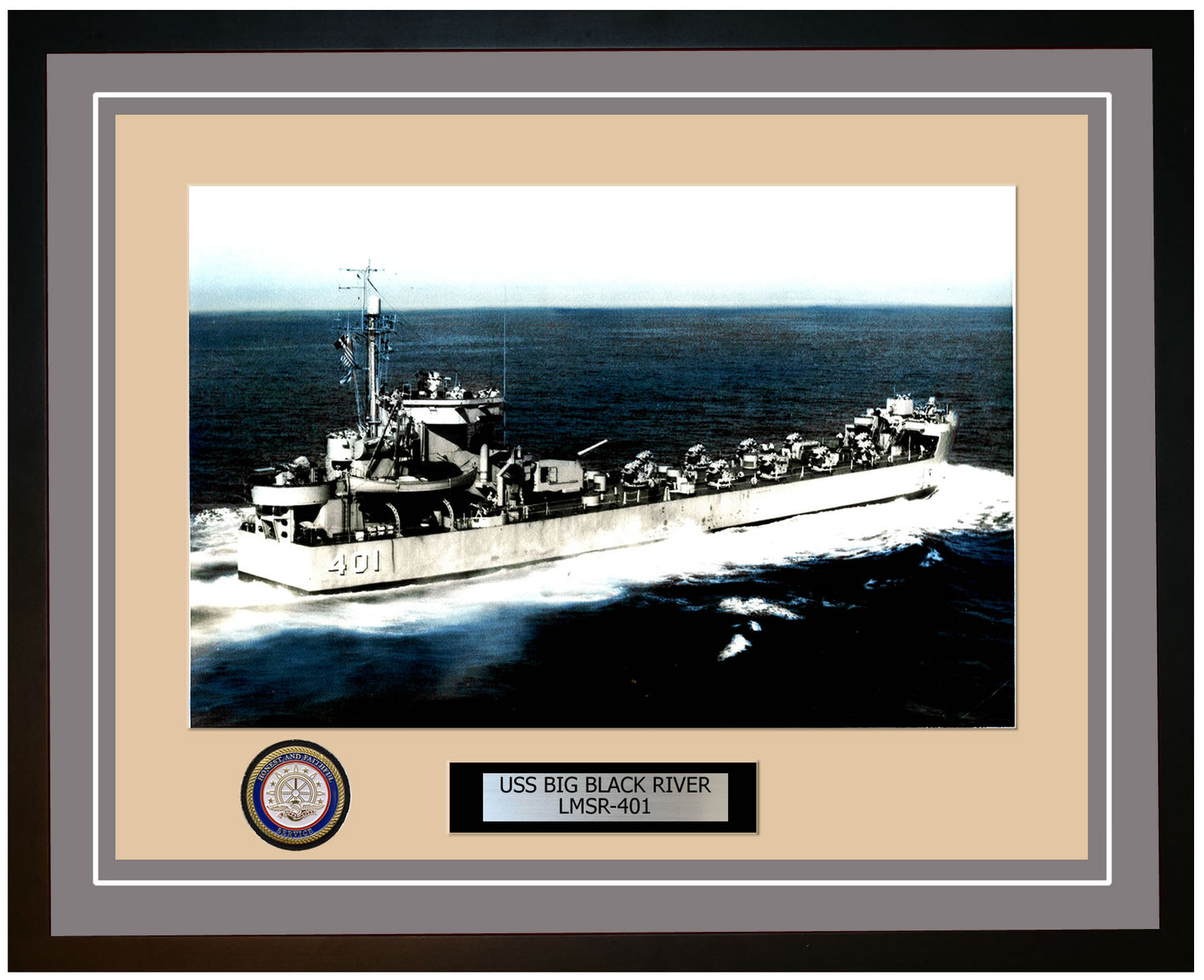 USS Big Black River LMSR-401 Framed Navy Ship Photo Grey