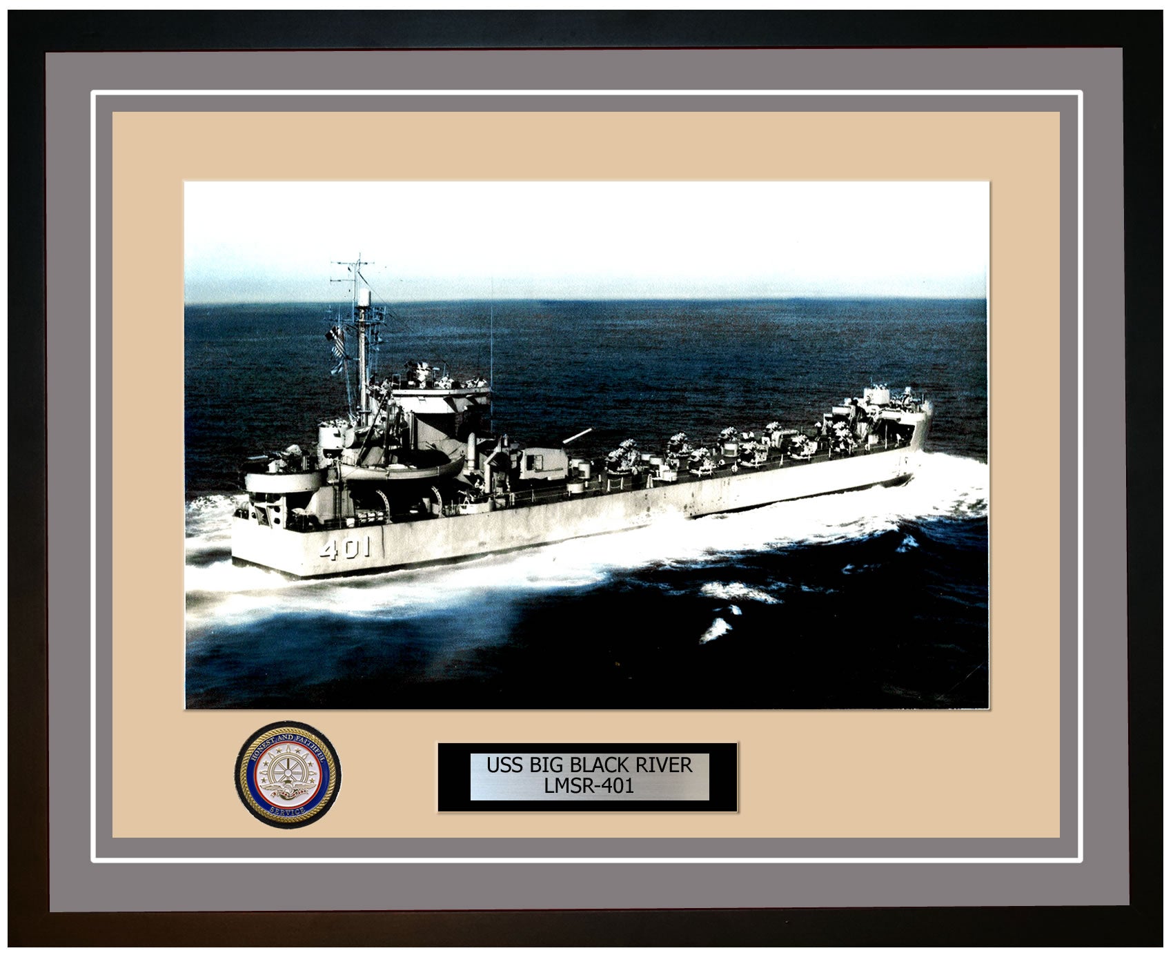 USS Big Black River LMSR-401 Framed Navy Ship Photo Grey