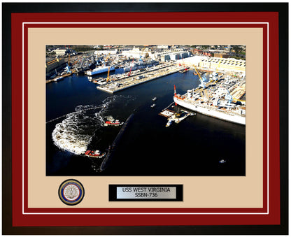 USS West Virginia SSBN-736 Framed Navy Ship Photo Burgundy