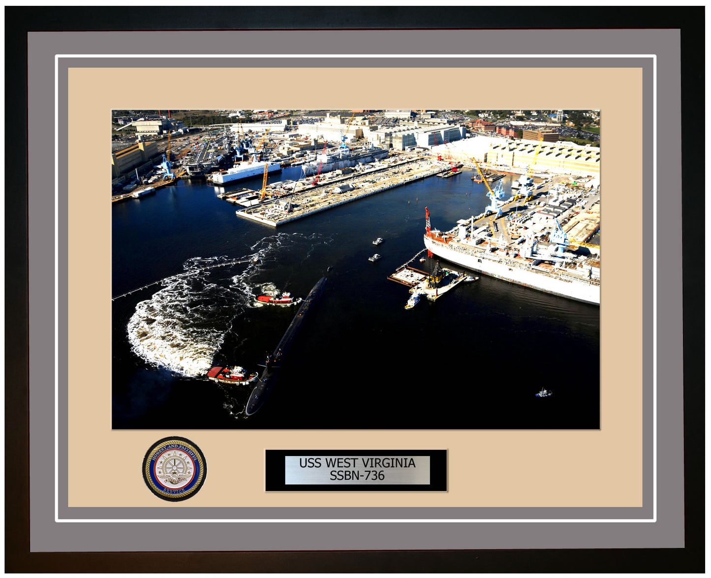 USS West Virginia SSBN-736 Framed Navy Ship Photo Grey