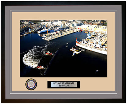 USS West Virginia SSBN-736 Framed Navy Ship Photo Grey