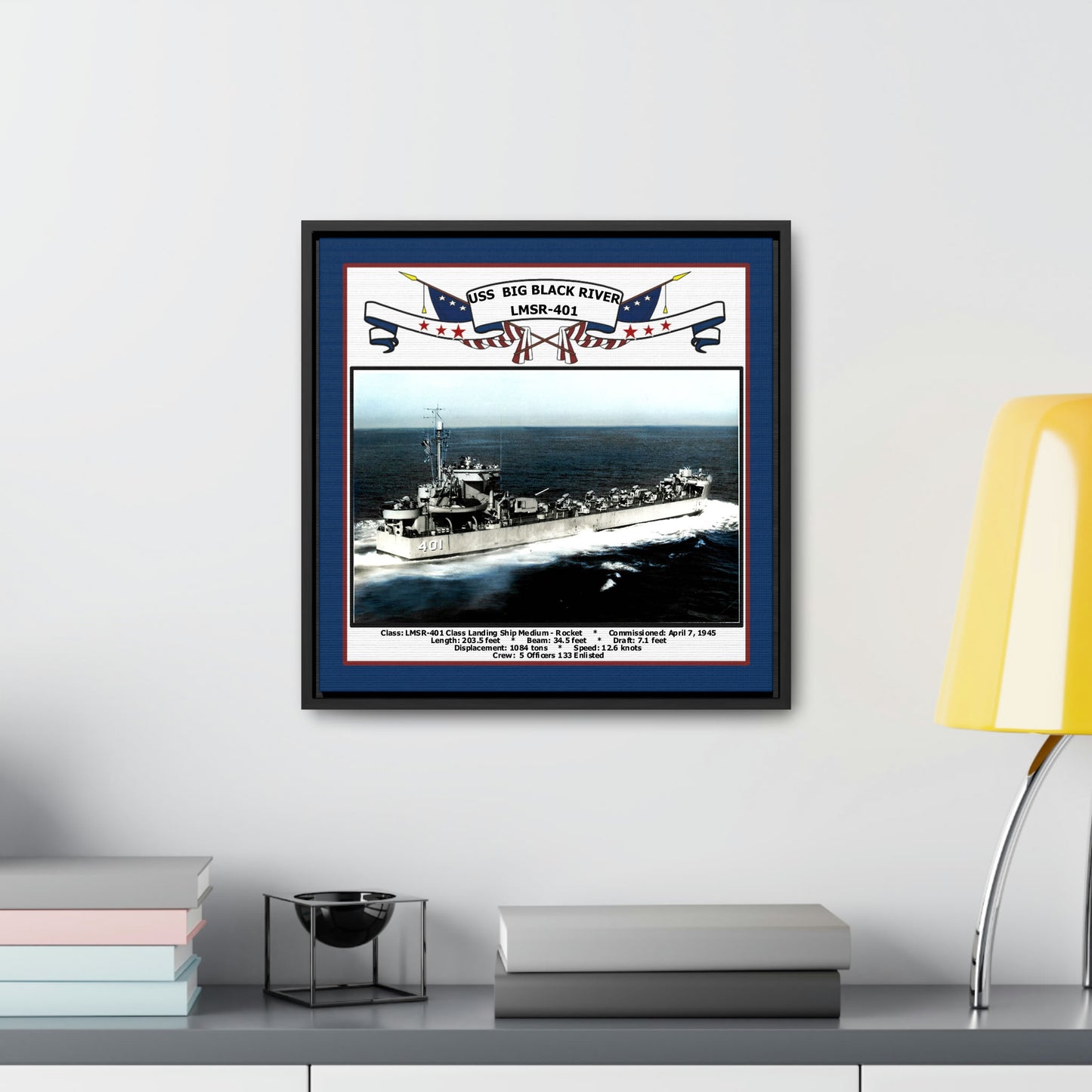 USS Big Black River LMSR-401 Navy Floating Frame Photo Desk View