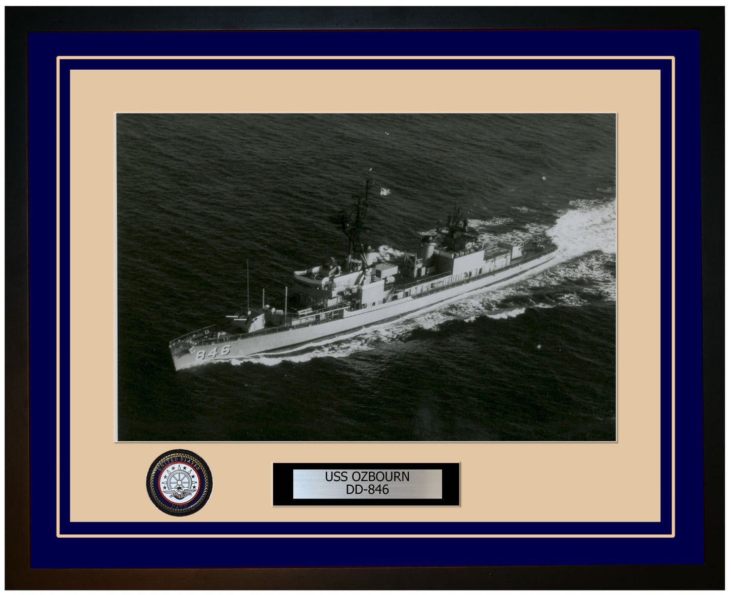 USS OZBOURN DD-846 Framed Navy Ship Photo Blue