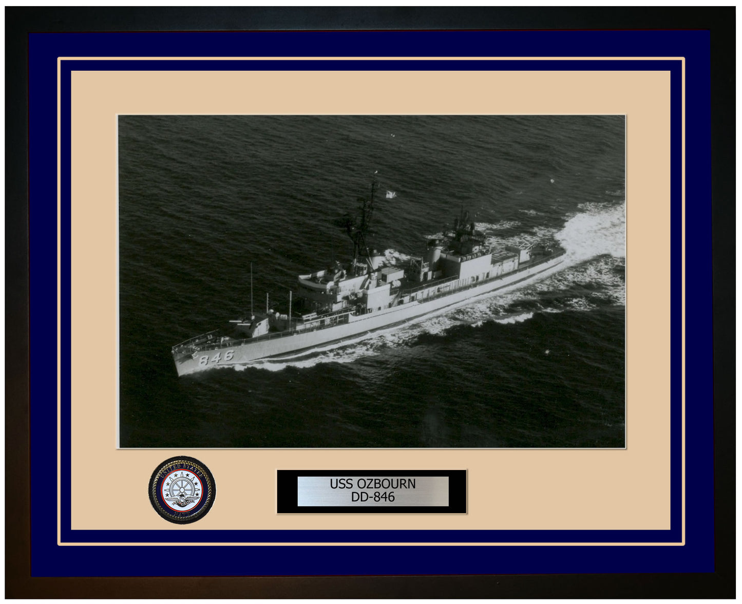 USS OZBOURN DD-846 Framed Navy Ship Photo Blue