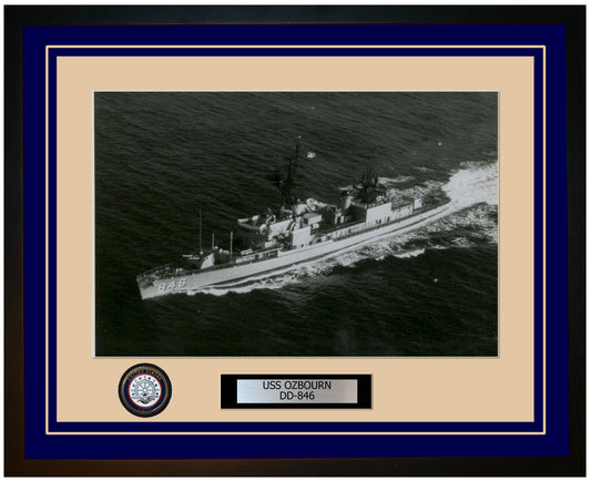USS OZBOURN DD-846 Framed Navy Ship Photo Blue