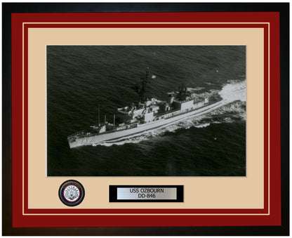 USS OZBOURN DD-846 Framed Navy Ship Photo Burgundy