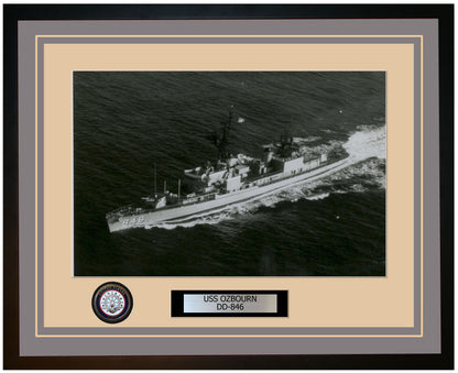 USS OZBOURN DD-846 Framed Navy Ship Photo Grey
