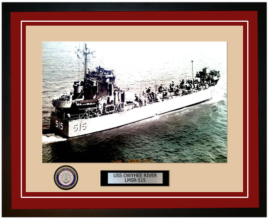 USS Owyhee River LMSR-515 Framed Navy Ship Photo Burgundy