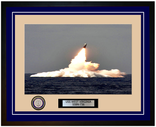 USS West Virginia SSBN-736 Framed Navy Ship Photo Blue