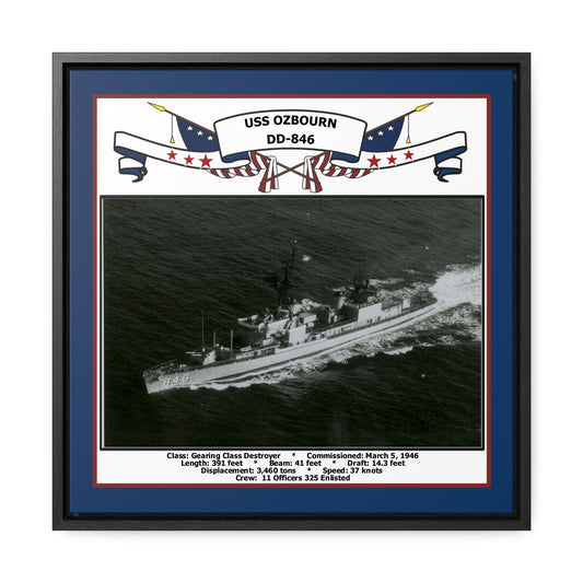 USS Ozbourn DD-846 Navy Floating Frame Photo Front View