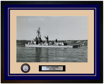 USS OZBOURN DD-846 Framed Navy Ship Photo Blue