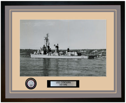 USS OZBOURN DD-846 Framed Navy Ship Photo Grey