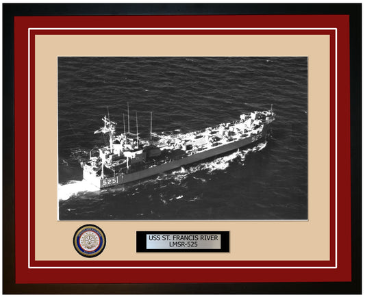 USS St. Francis River LMSR-525 Framed Navy Ship Photo Burgundy