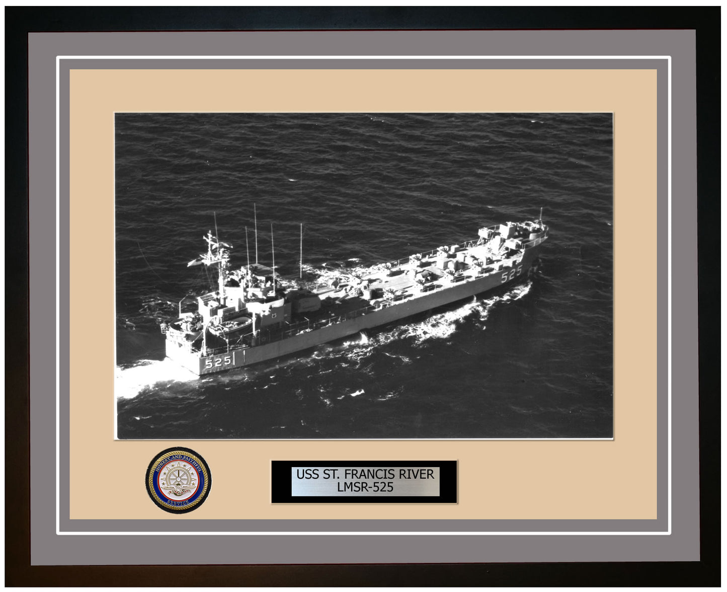 USS St. Francis River LMSR-525 Framed Navy Ship Photo Grey