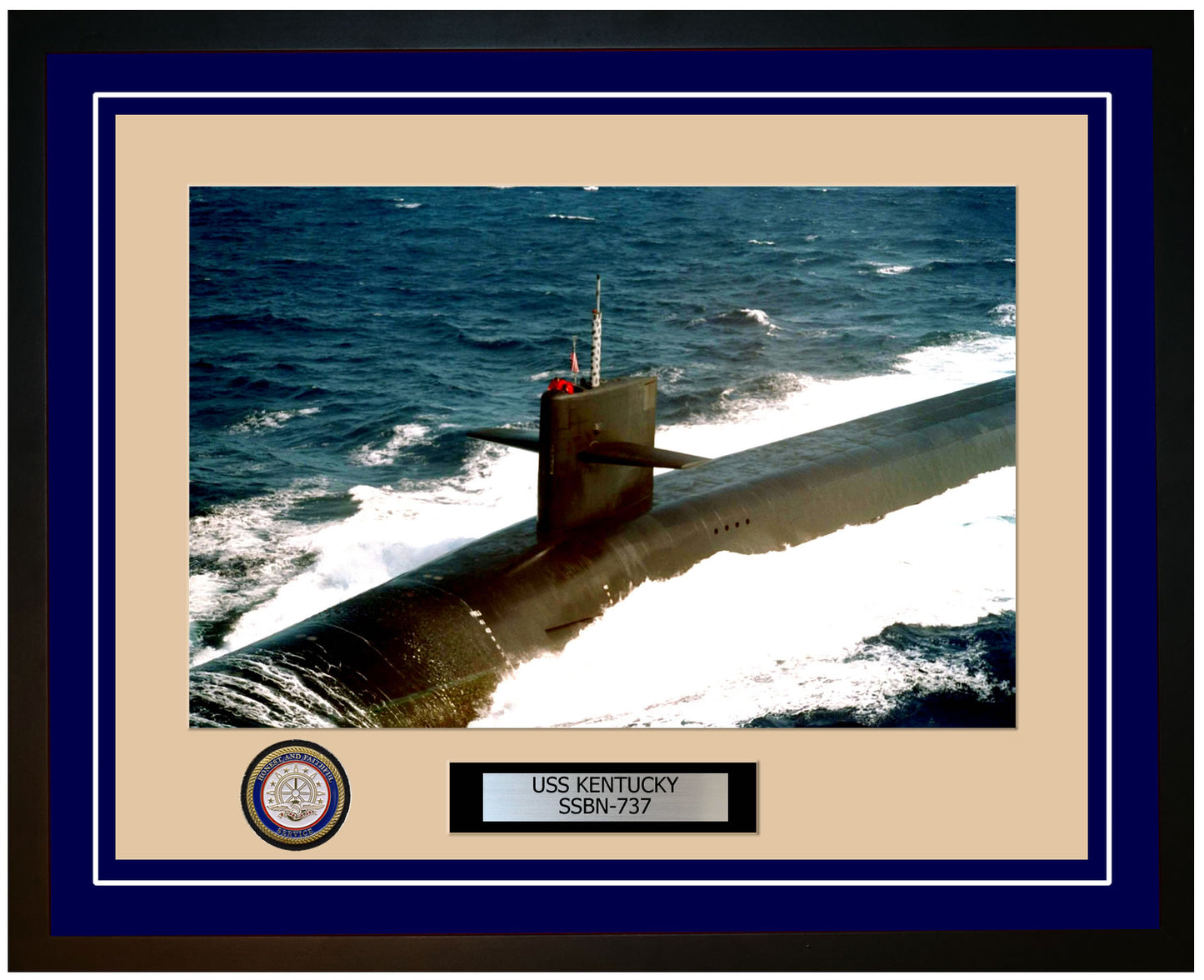 USS Kentucky SSBN-737 Framed Navy Ship Photo Blue