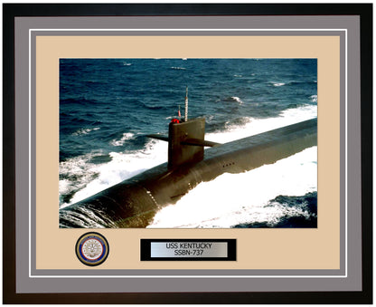 USS Kentucky SSBN-737 Framed Navy Ship Photo Grey