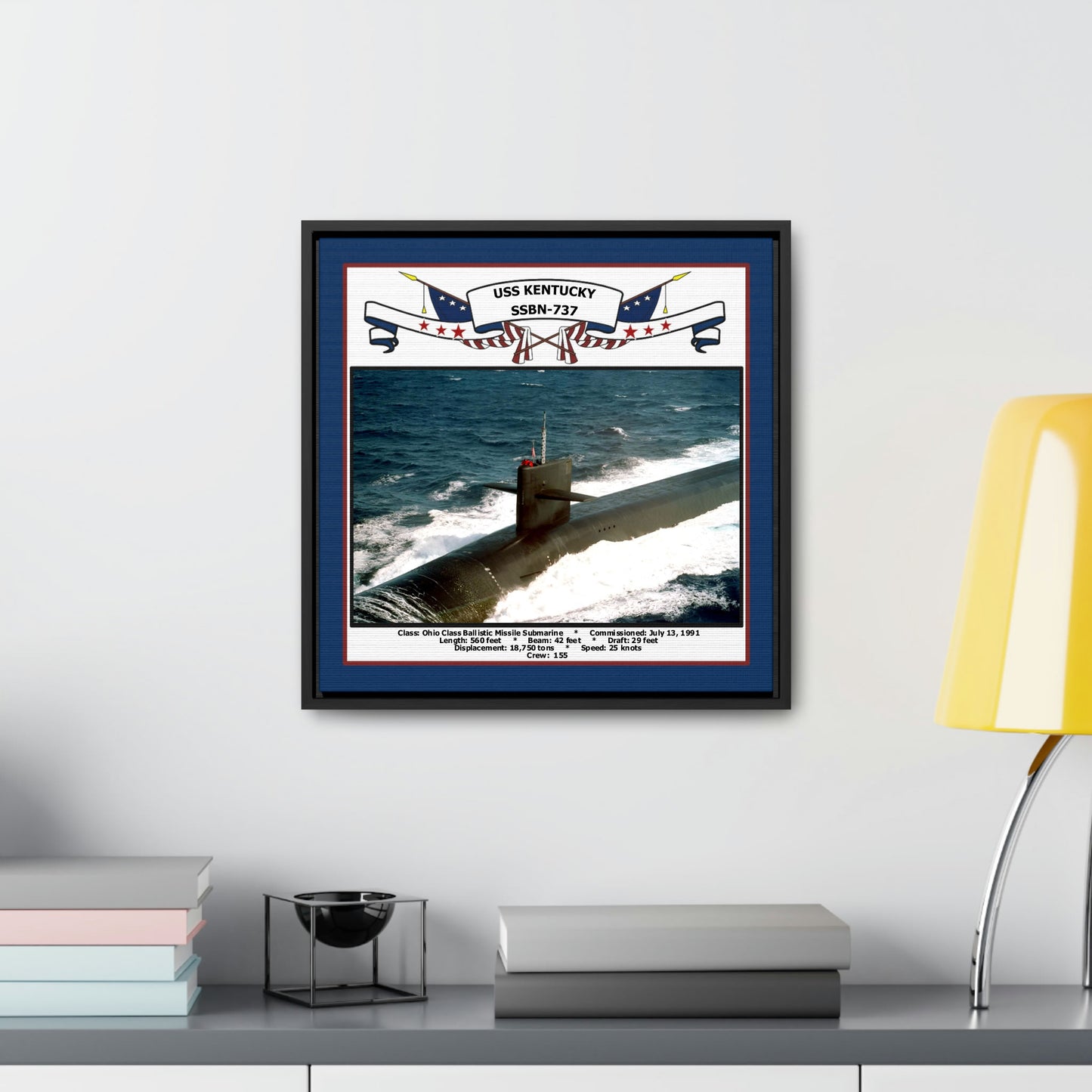 USS Kentucky SSBN-737 Navy Floating Frame Photo Desk View