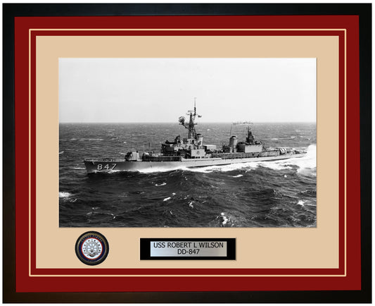USS ROBERT L WILSON DD-847 Framed Navy Ship Photo Burgundy