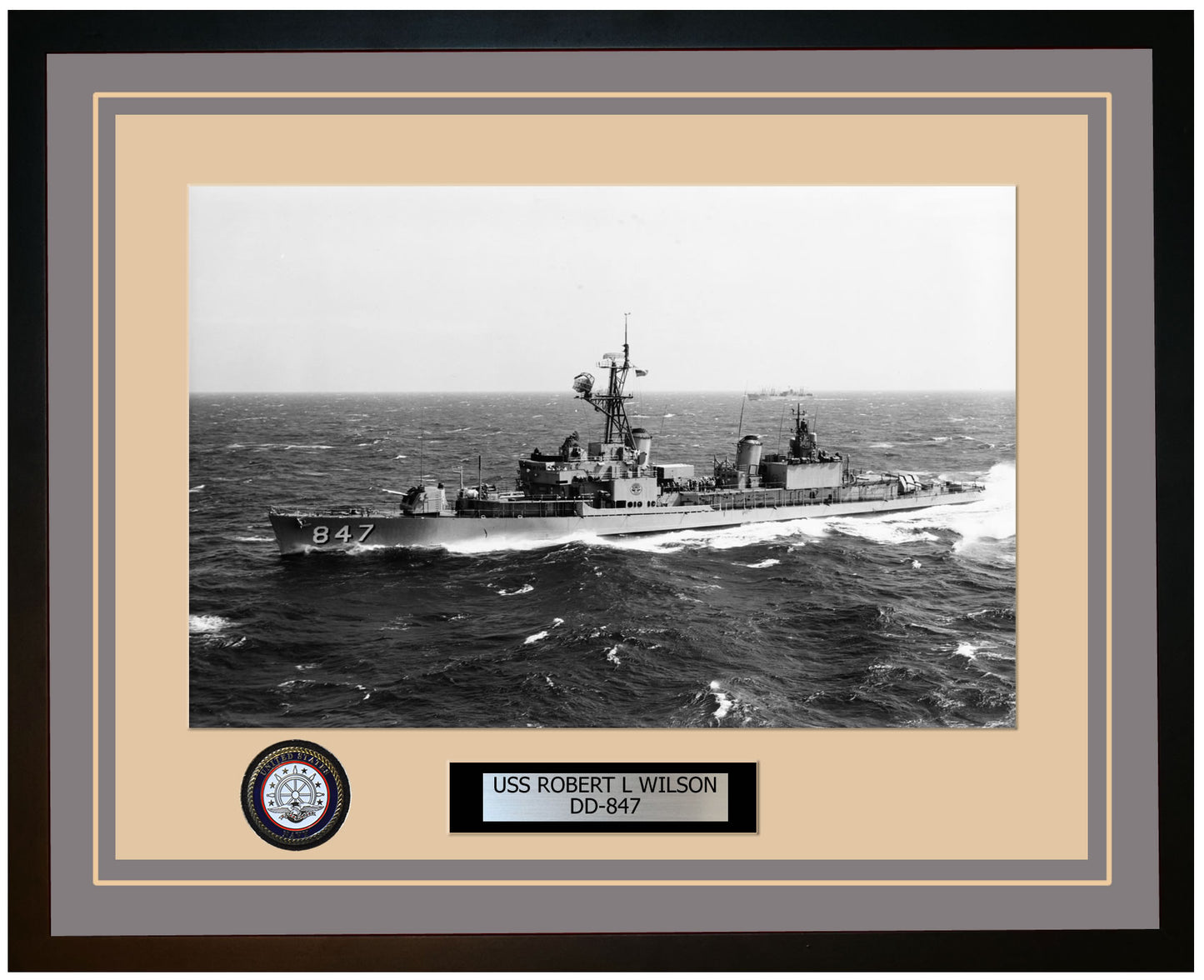 USS ROBERT L WILSON DD-847 Framed Navy Ship Photo Grey
