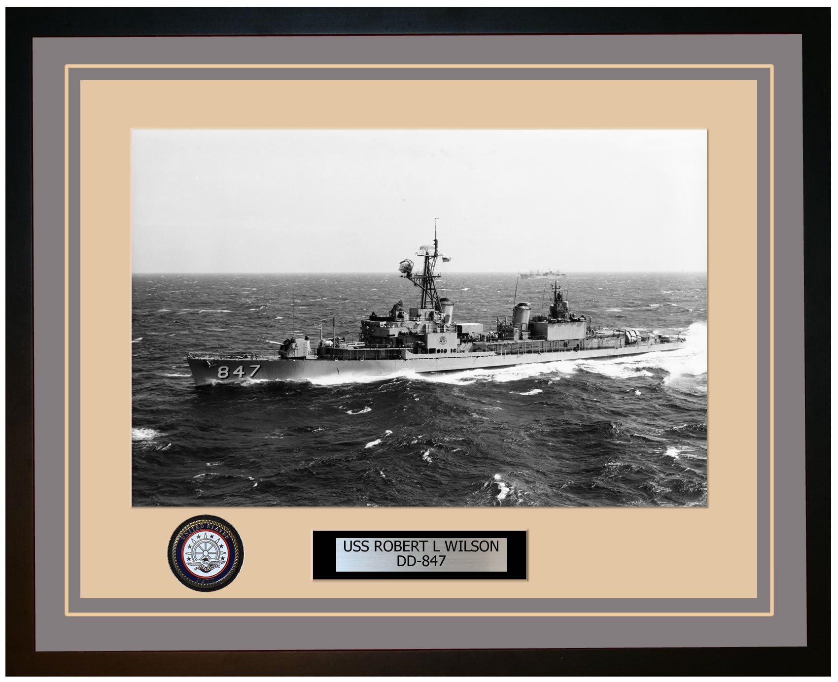 USS ROBERT L WILSON DD-847 Framed Navy Ship Photo Grey