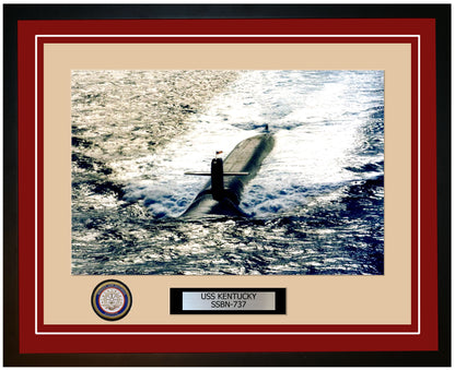 USS Kentucky SSBN-737 Framed Navy Ship Photo Burgundy