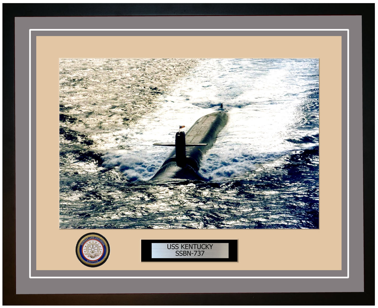 USS Kentucky SSBN-737 Framed Navy Ship Photo Grey
