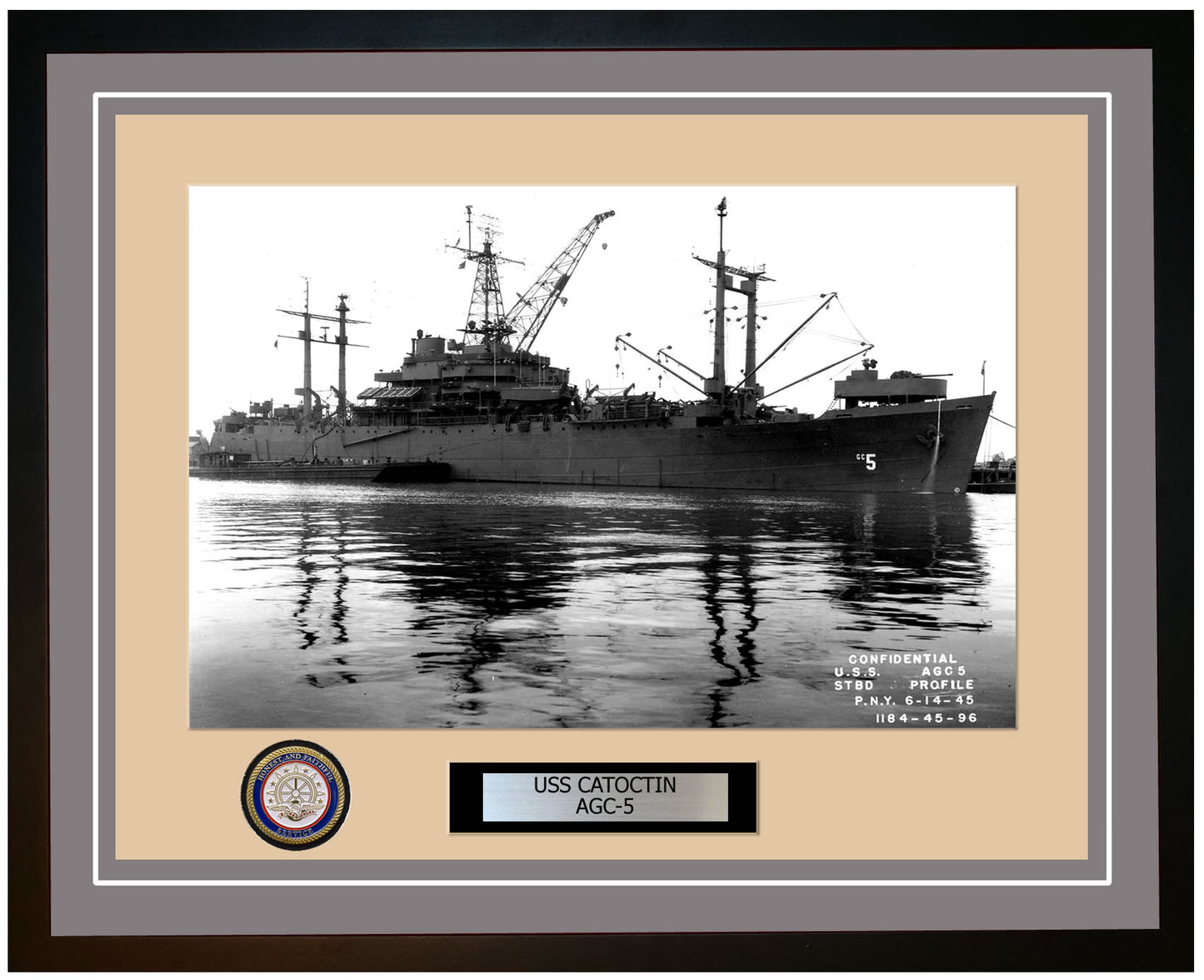 USS Catoctin AGC-5 Framed Navy Ship Photo Grey