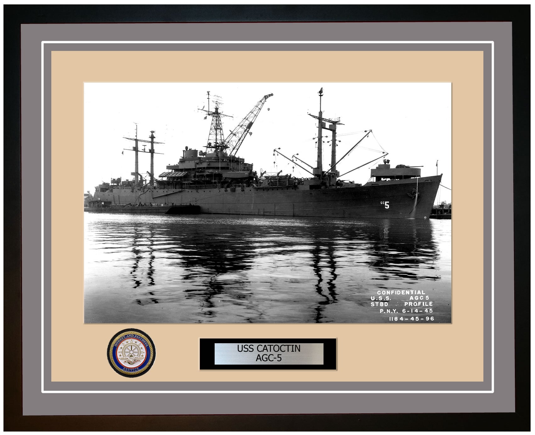 USS Catoctin AGC-5 Framed Navy Ship Photo Grey
