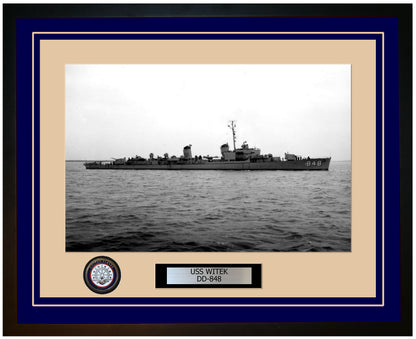 USS WITEK DD-848 Framed Navy Ship Photo Blue