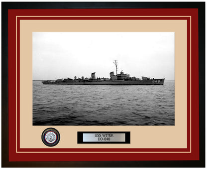 USS WITEK DD-848 Framed Navy Ship Photo Burgundy