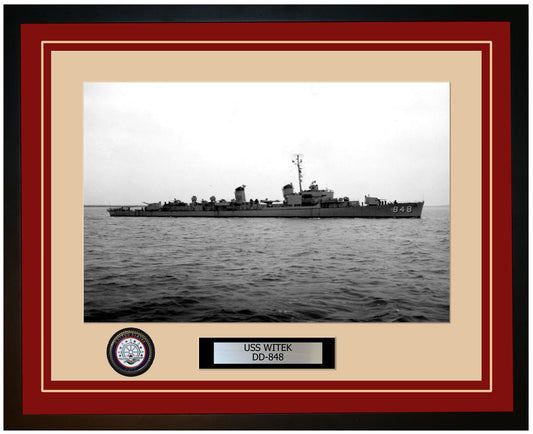 USS WITEK DD-848 Framed Navy Ship Photo Burgundy