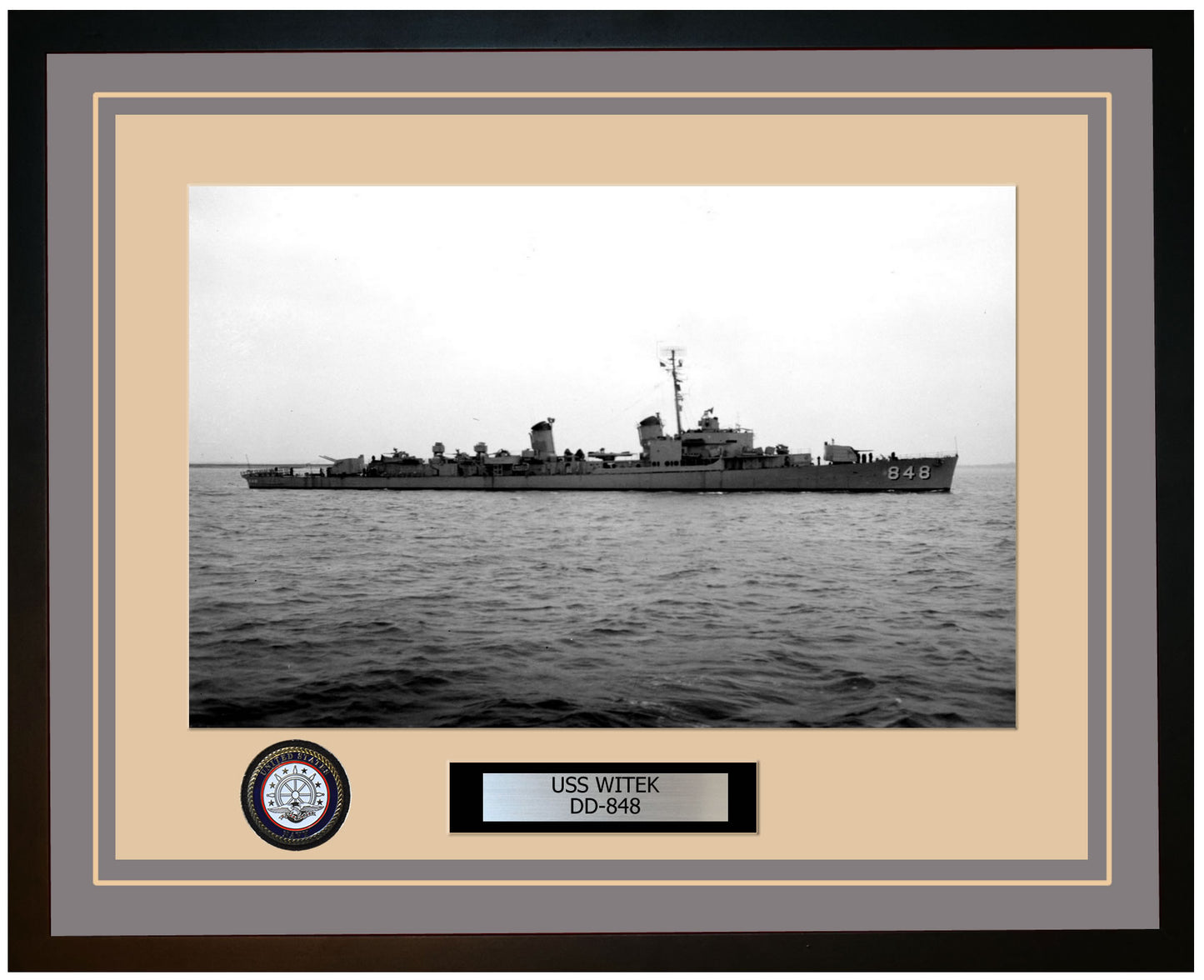 USS WITEK DD-848 Framed Navy Ship Photo Grey